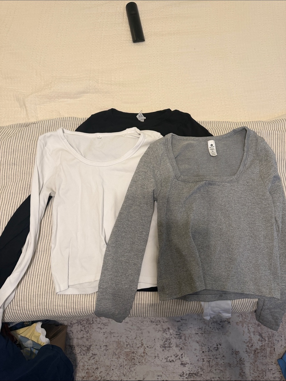 90 Degree By Reflex Scoop & Square Neck Long Sleeve Tops - White, Black, Gray